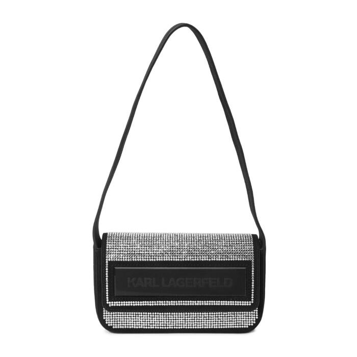 women black k-essential crystals flap shoulder bag