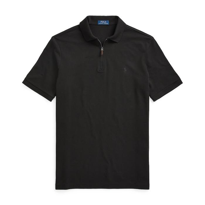 men black custom slim fit stretch mesh polo