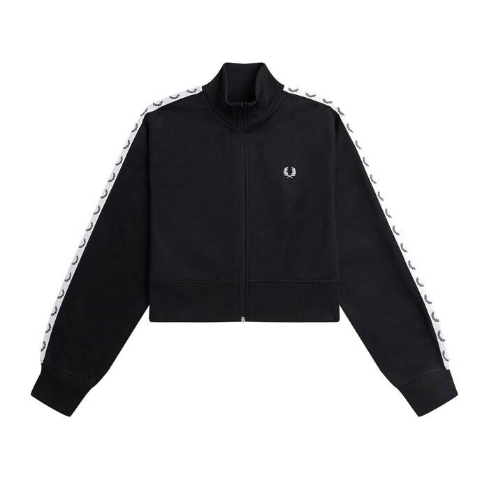 women black contrast-taped cropped track jacket