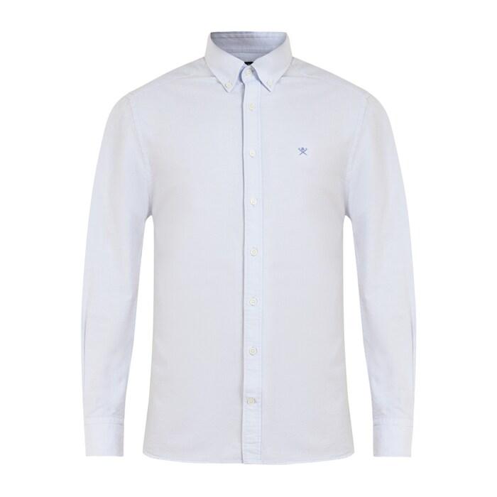 men sky blue button-down logo shirt