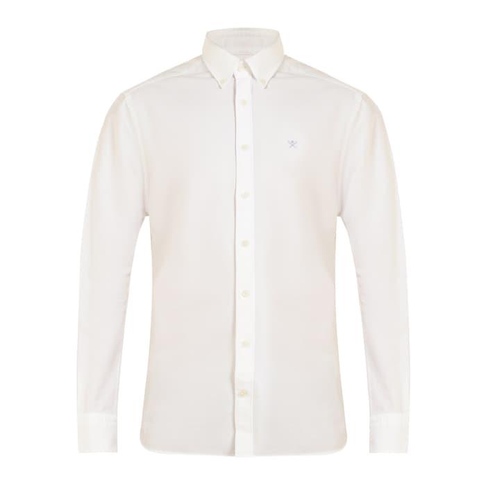 men white button-down logo shirt