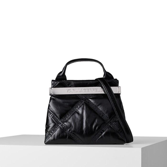 women black karl kross debossed logo top-handle bag