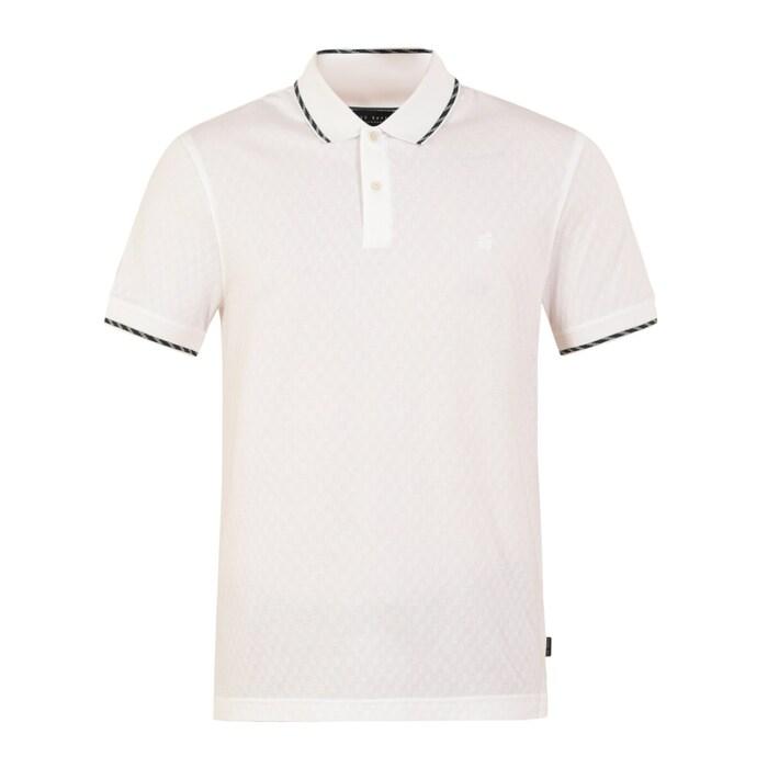 men white house checks jacquard polo with tipped collar