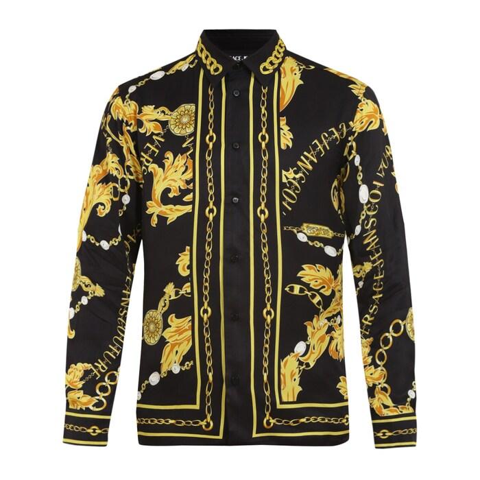 men black all-over baroque print shirt