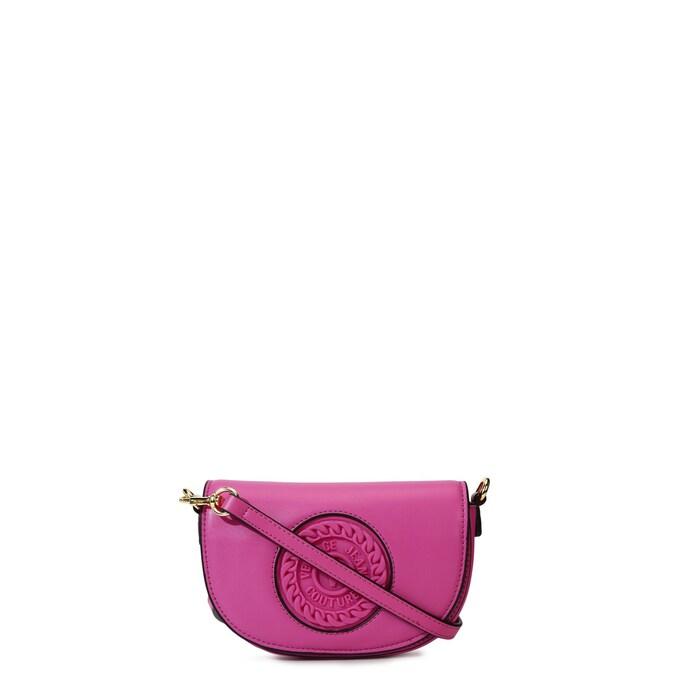 women purple solid v-emblem crossbody bag