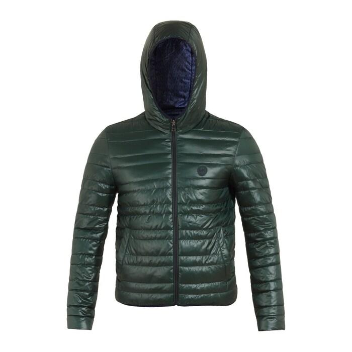 men dark green reversible puffer jacket