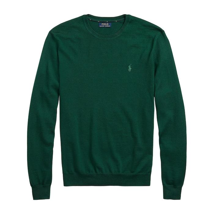 men dark green slim fit washable wool sweater