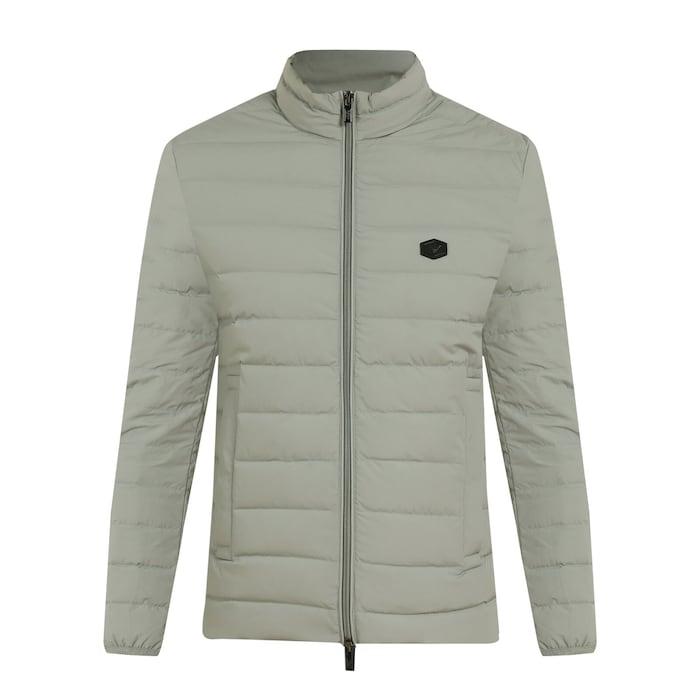 men green solid light-padded down jacket