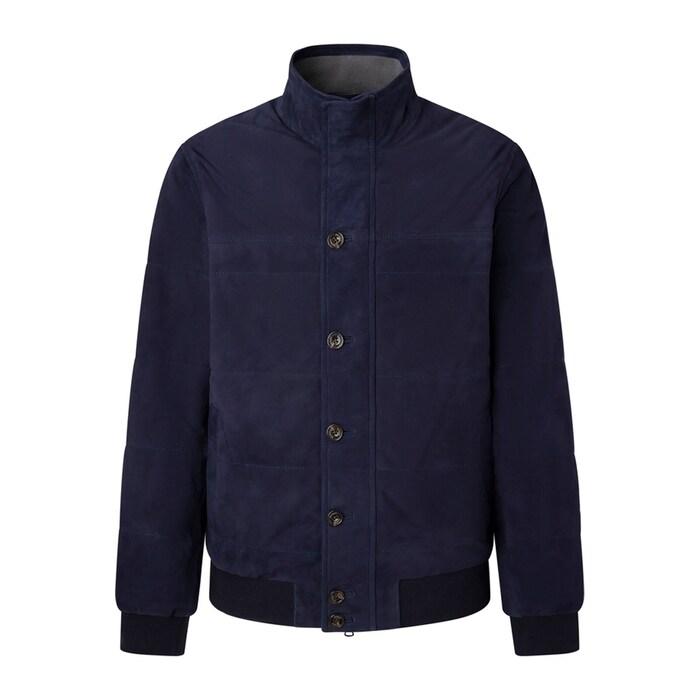 men navy suede bomber jacket