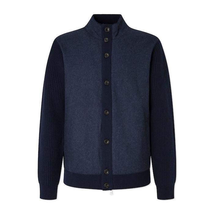 men navy merino wool hybrid jacket