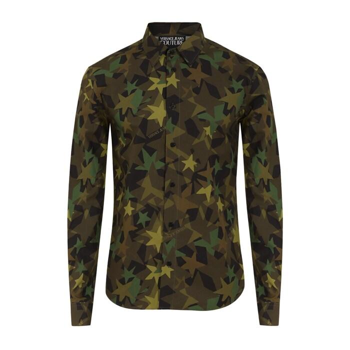 men multicoloured all-over camo star print shirt