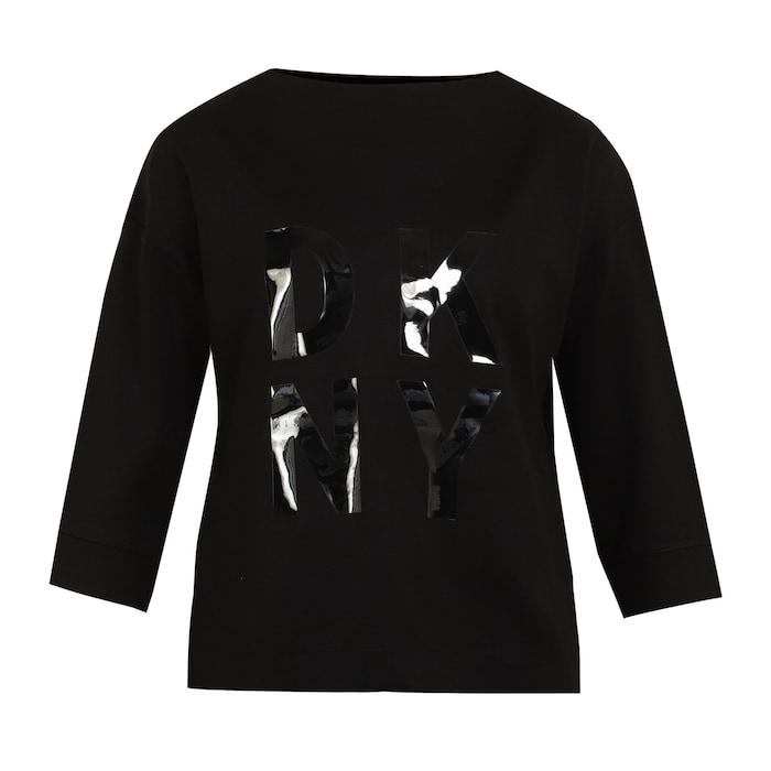 women black stacked lacquer logo pullover