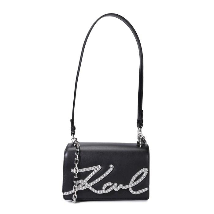 women black pearls-k/signature shoulder bag