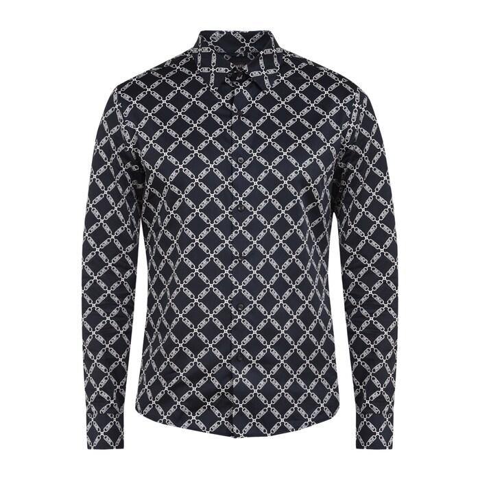 men navy mk chain-link print shirt