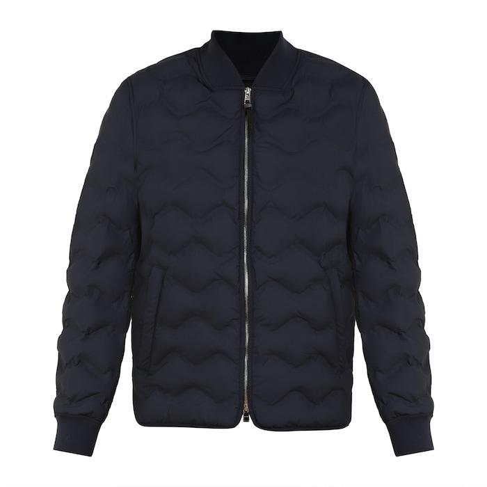 men navy quilted bomber jacket