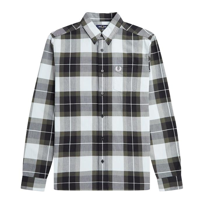 men light ice tartan chest logo shirt