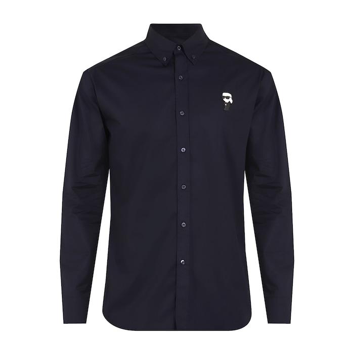 men navy solid chest doll shirt