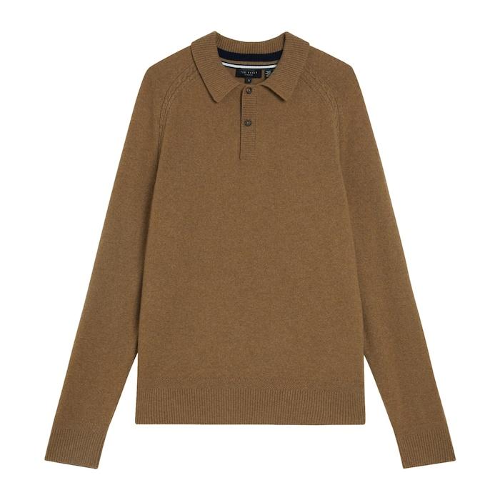 men tan polo-neck jumper