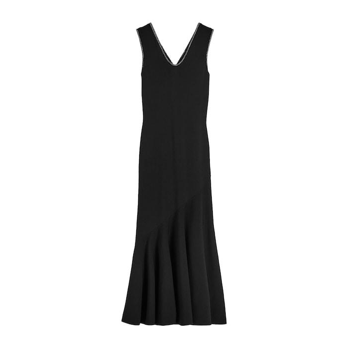 women black midaxi dress with embellished neckline