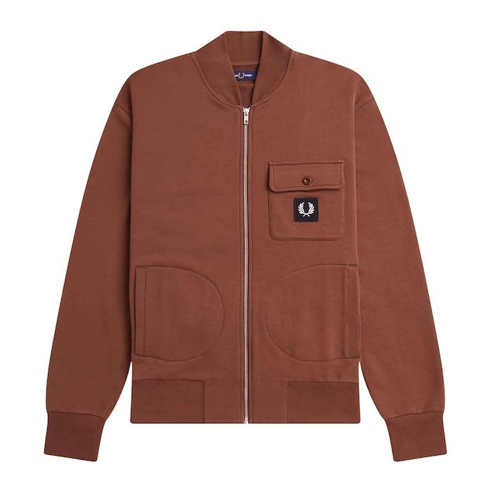 men brown zip-through bomber jacket