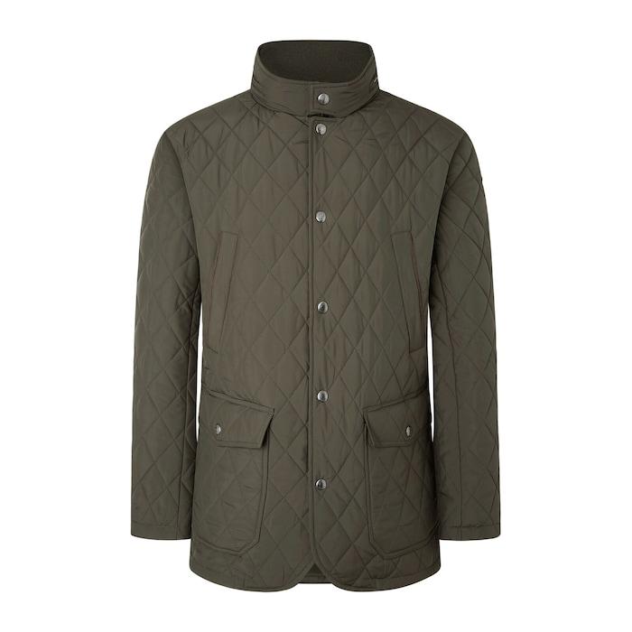 men khaki green quilted paddock jacket