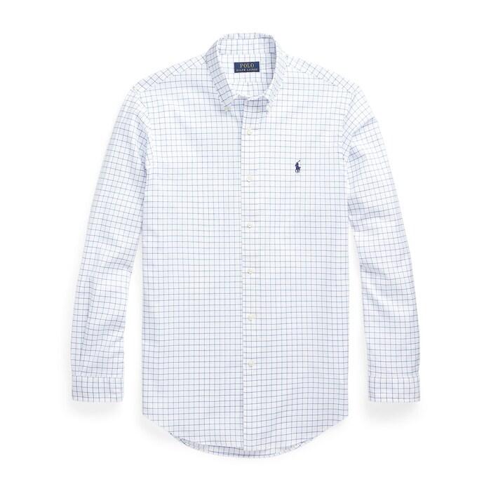 men blue & white chequered formal shirt