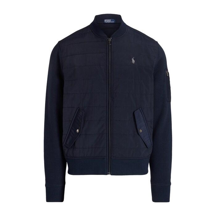 men navy hybrid bomber jacket