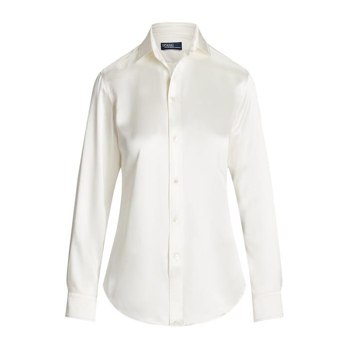 women white classic fit silk shirt