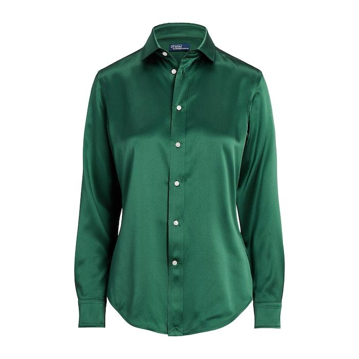 women green classic fit silk shirt