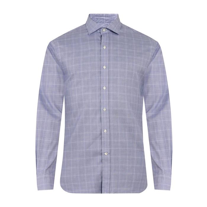 men blue chequered shirt