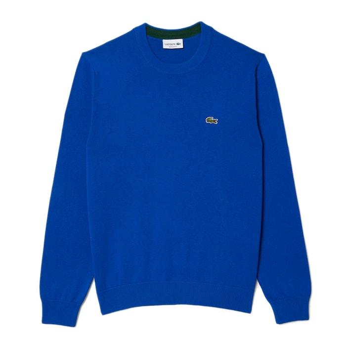 men blue organic cotton crew neck sweater