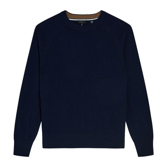 men navy solid pure cashmere jumper