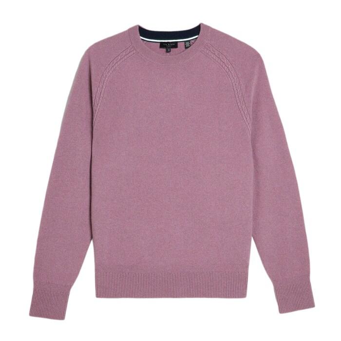 men light purple solid pure cashmere jumper