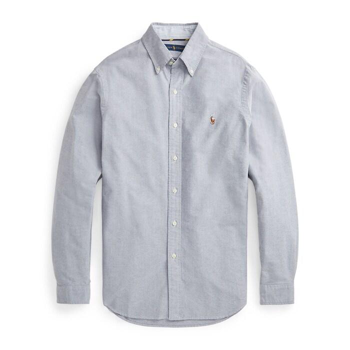 men grey custom fit oxford shirt