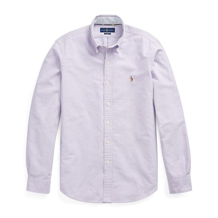 men purple custom fit oxford shirt