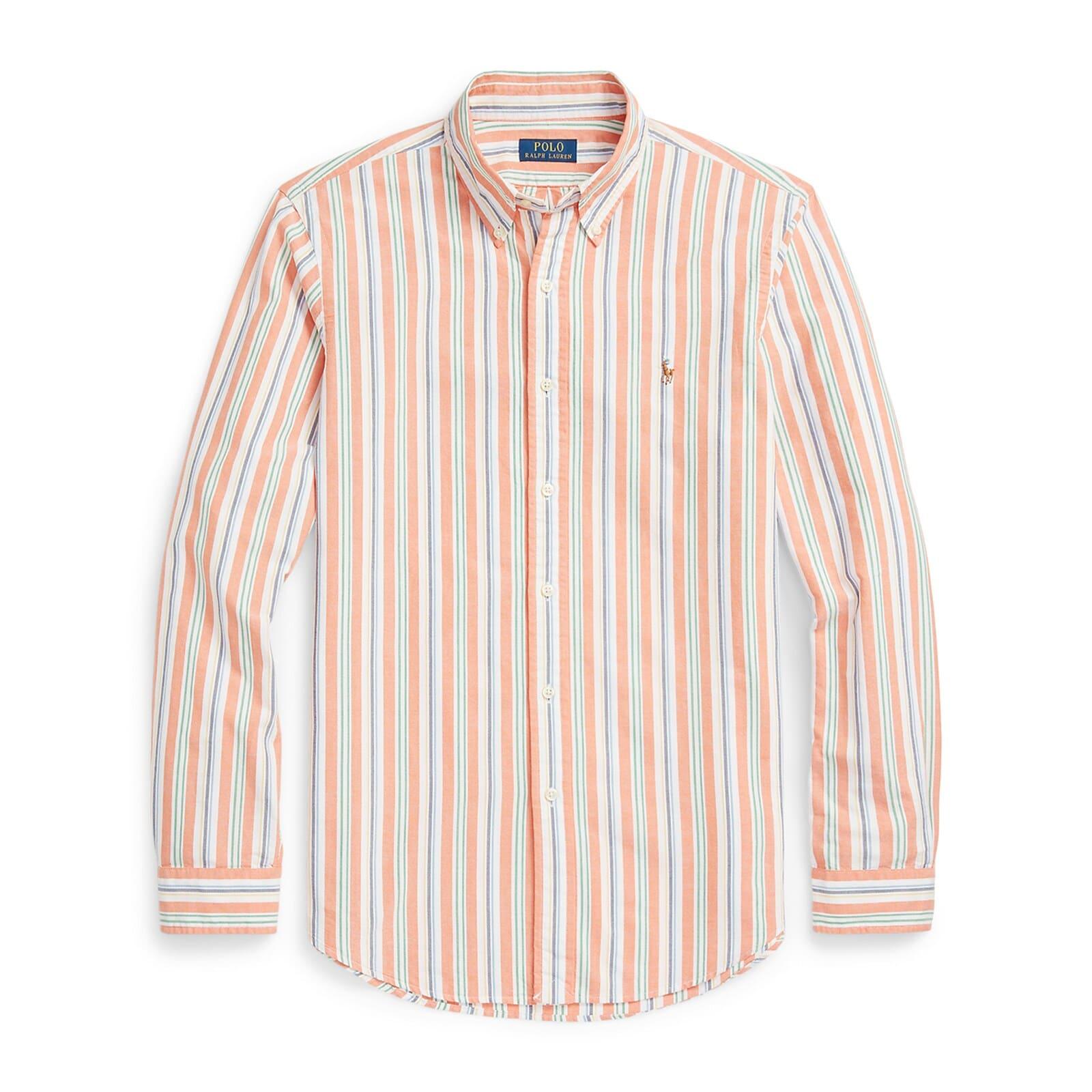 men multi custom fit striped oxford shirt