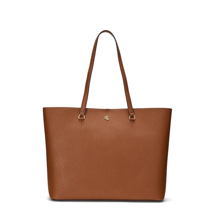 women brown crosshatch leather large karly tote