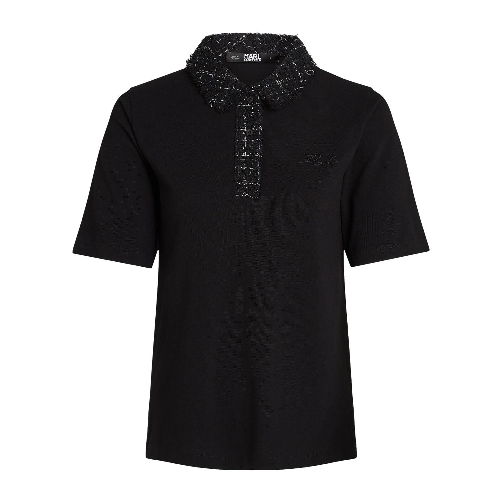 women black boucle collar polo