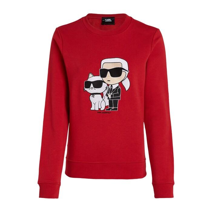 women red ikonik karl and choupette sweatshirt