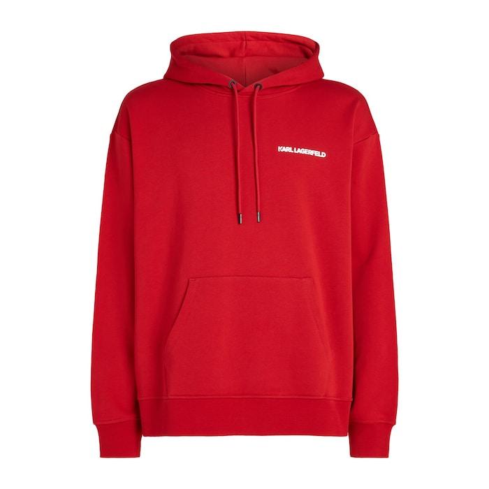 men red ikonik metallic hoodie