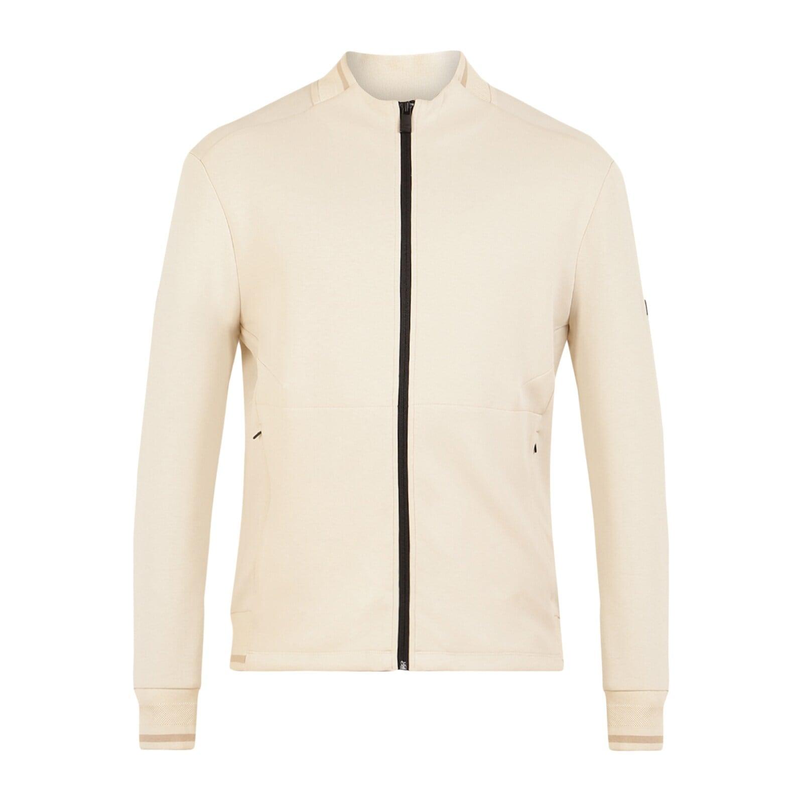 men ivory plain full-zip jacket