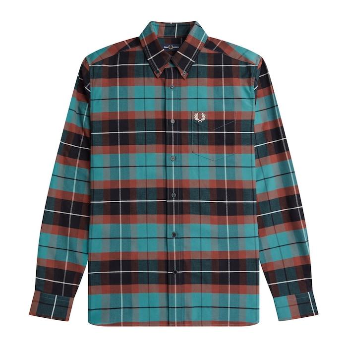 men multicoloured brushed tartan shirt