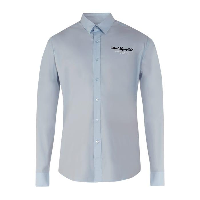 men light blue embroidered shirt