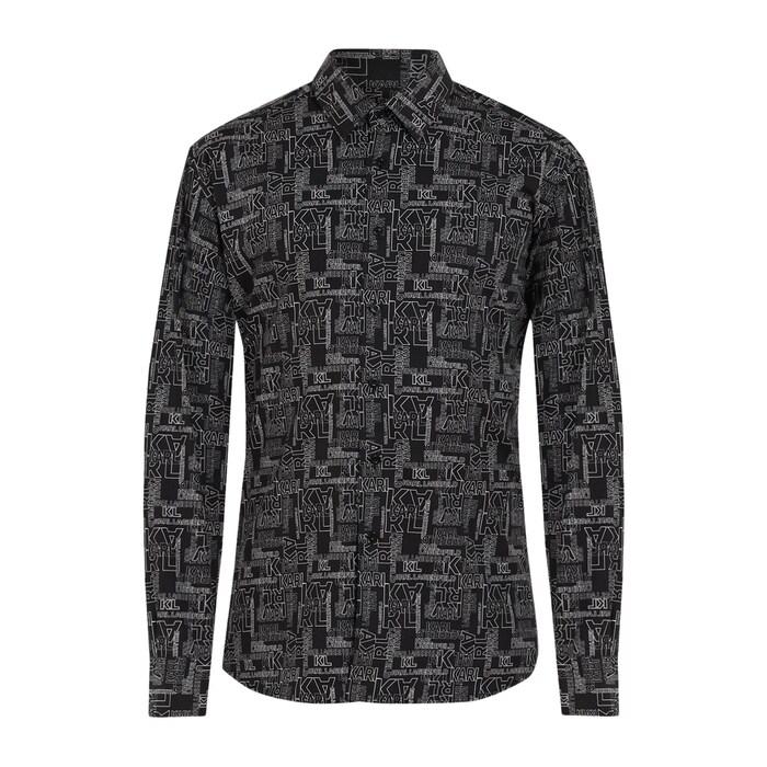 men black all-over block karl print shirt