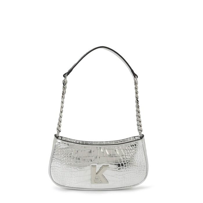 women silver k/kameo croc-effect shoulder bag