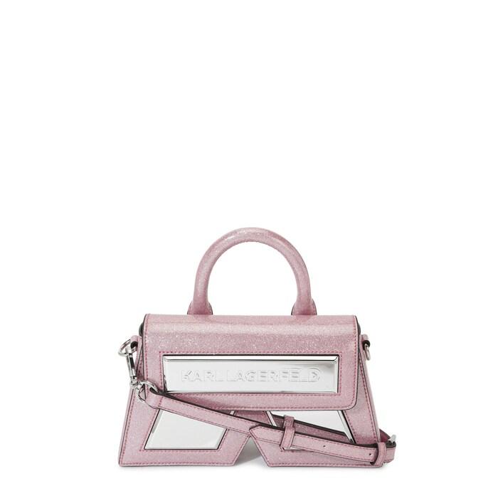 women pink icon k glitter crossbody bag