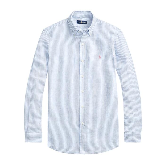 men blue classic fit striped shirt