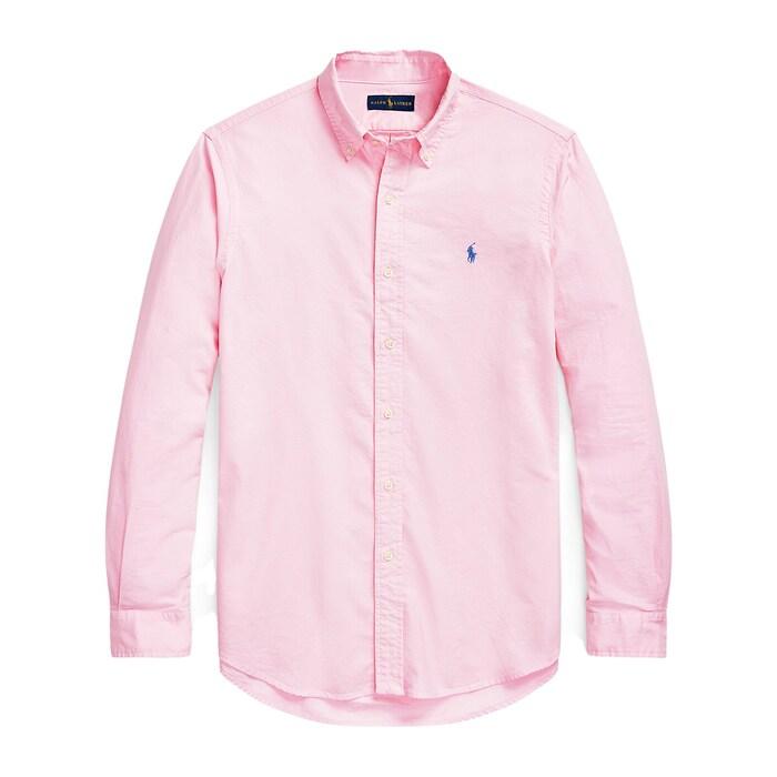 men pink custom fit garment-dyed oxford shirt