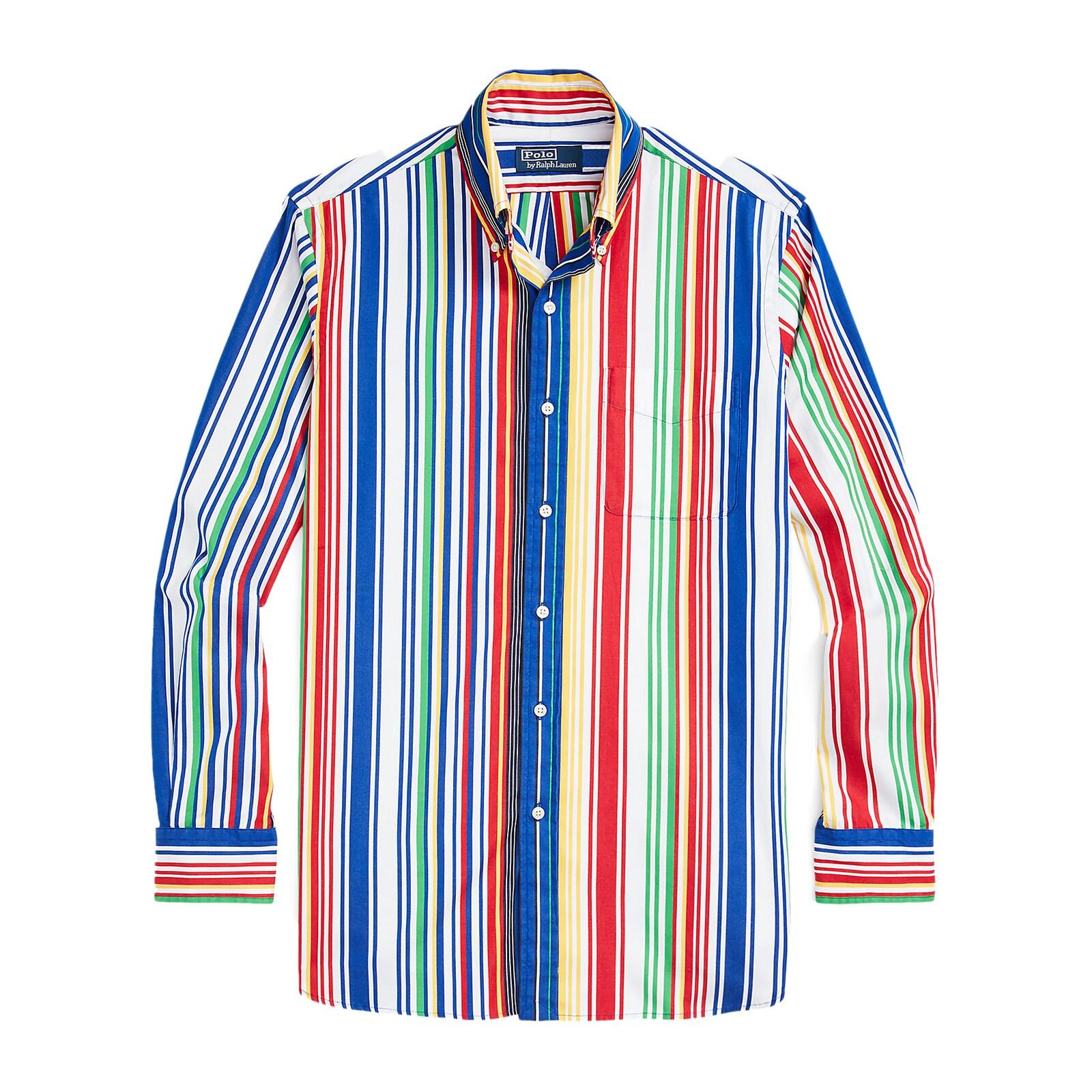 men multi classic fit striped poplin shirt