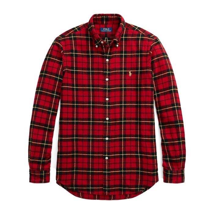 men red lunar new year classic fit plaid shirt